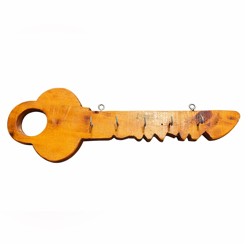 Wooden Key Shaped Wall Hook Decor